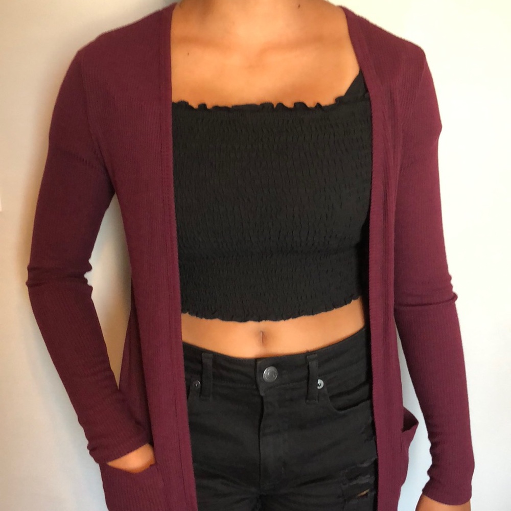 Aeropostale maroon cardigan